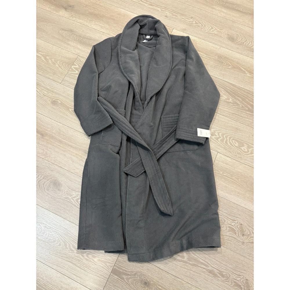 NWT Auden Womens Gray Shawl Collar Belted Cozy Plush Terry Bath Robe Size M/L